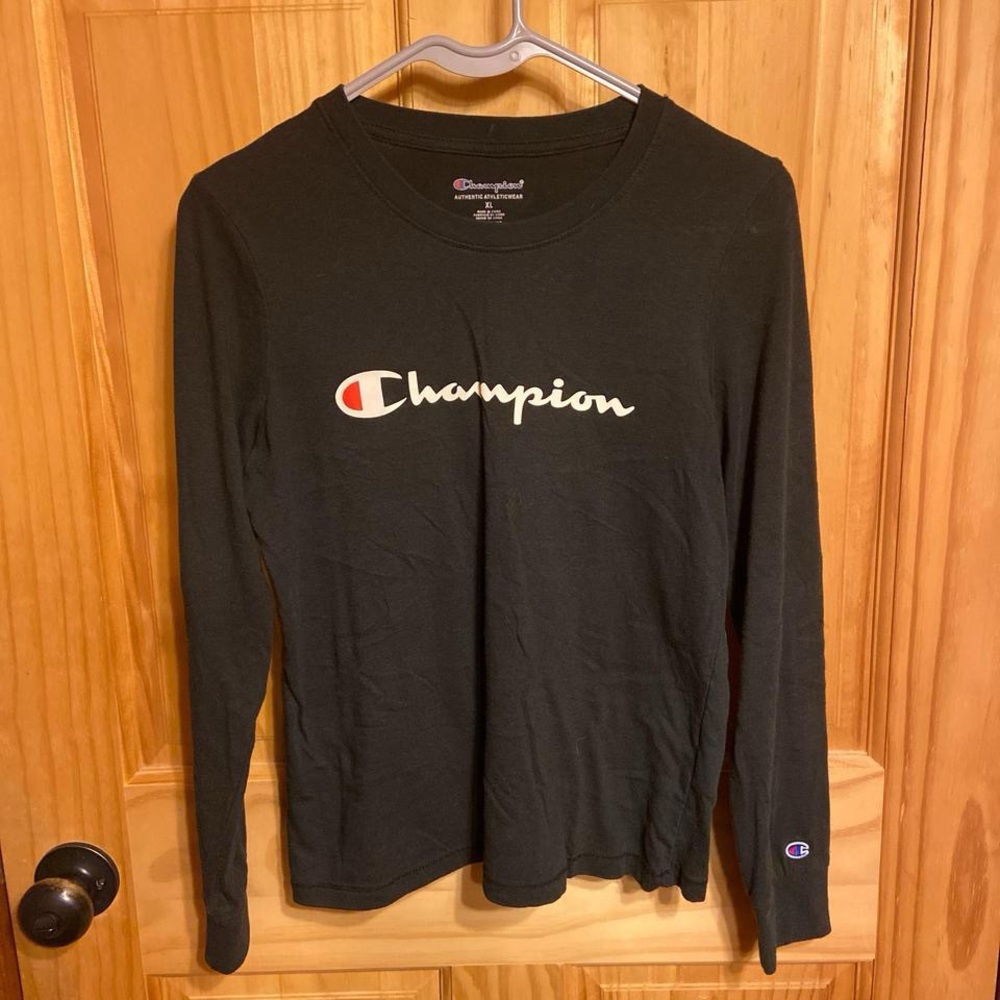 Boys Champion Black Long Sleeve Tee